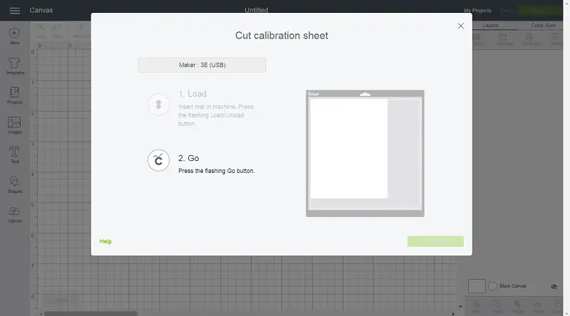 Knife Blade Calibration - Select Go Button