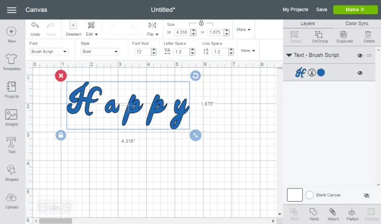 weld fonts in Design Space - Letters not touching