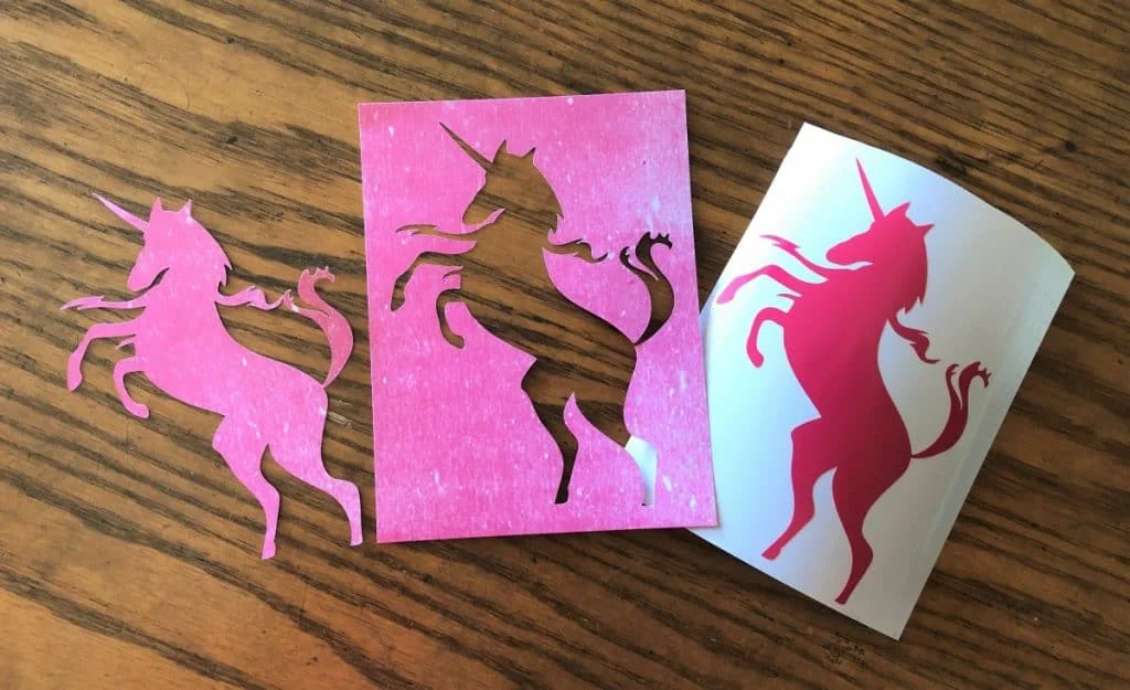 kiss cut vs die cut vinyl cardstock unicorn