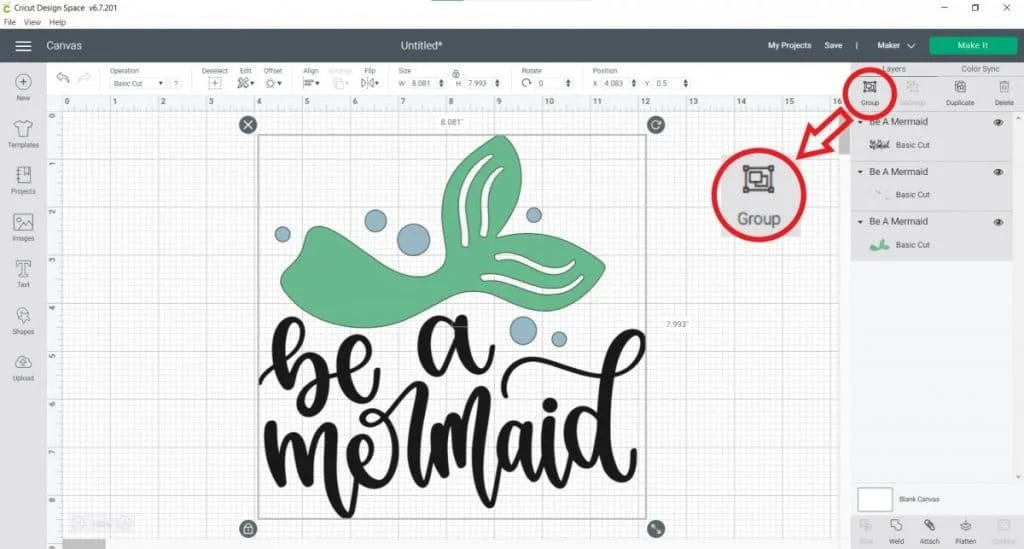 group feature cricut design space